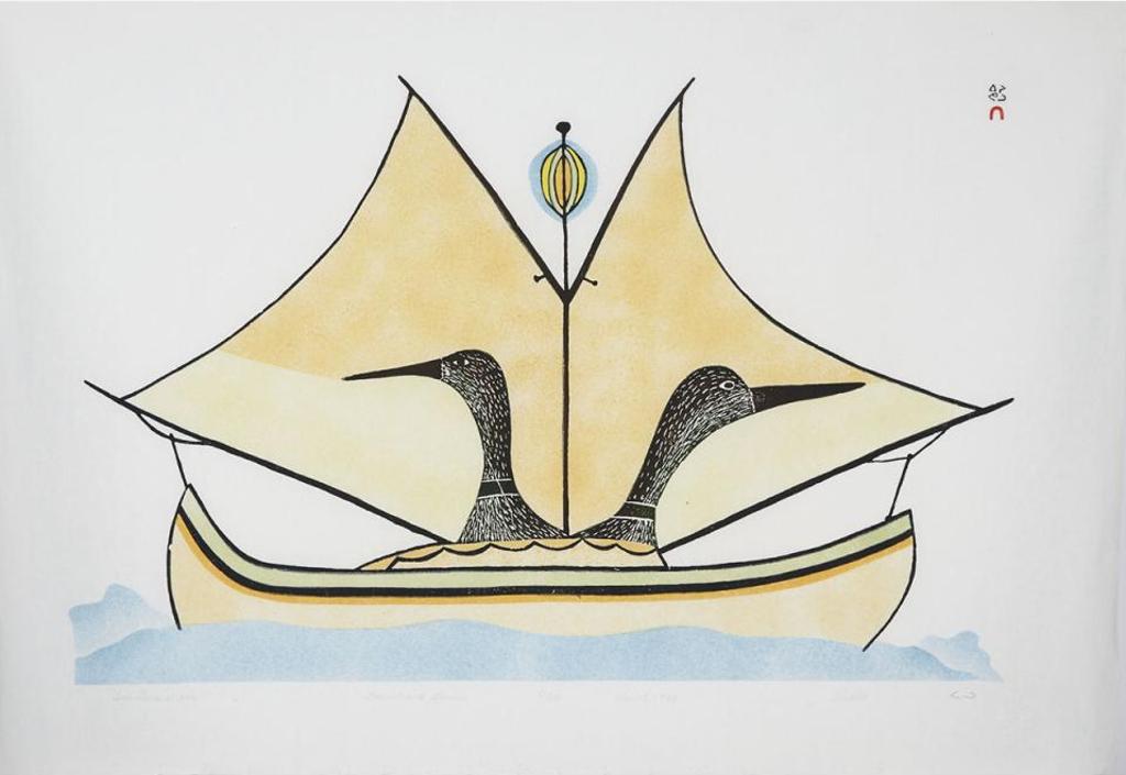 Pudlo Pudlat (1916-1992) - Two Loons At Sea