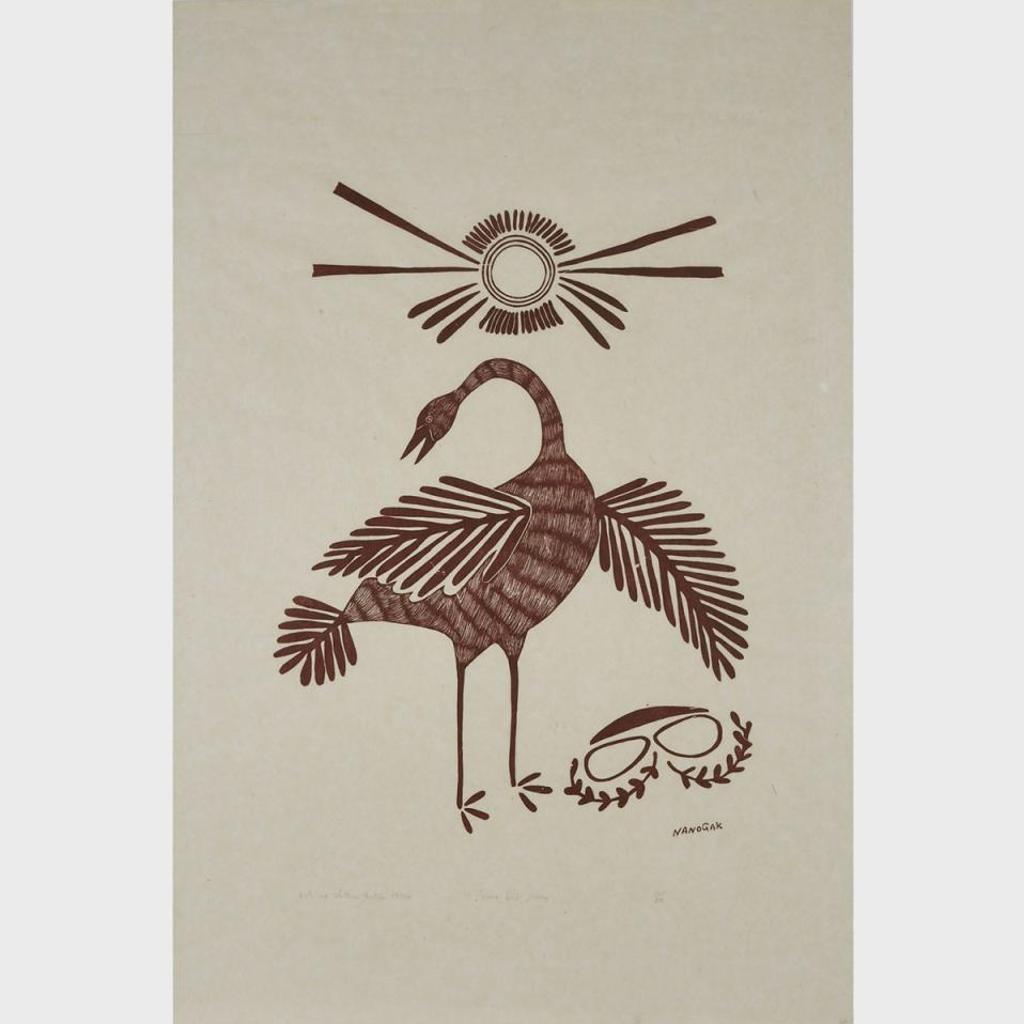 Agnes Nanogak (1925-2001) - Crane And Sun