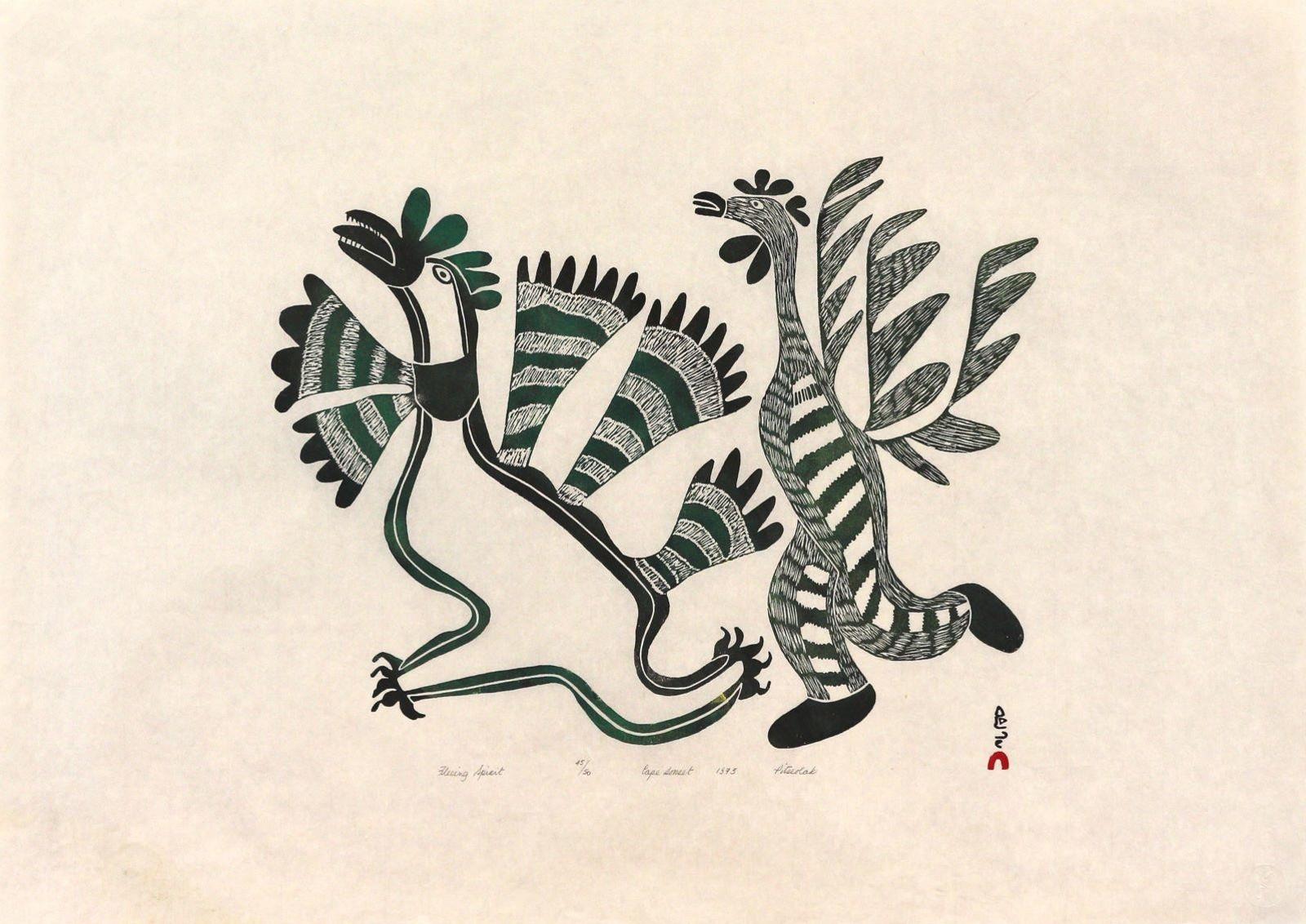 Pitseolak Ashoona (1904-1983) - Fleeing Spirit; 1973