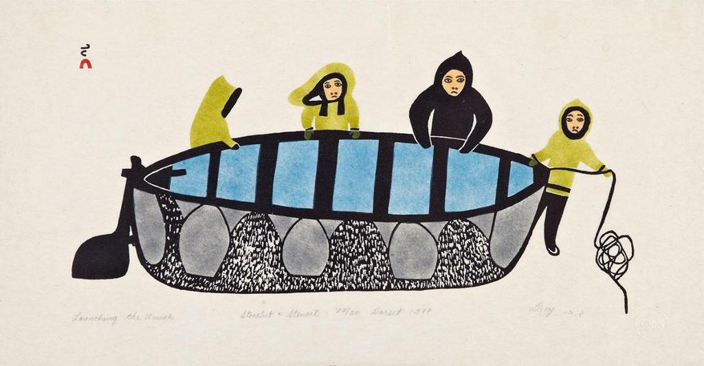 Lucy Qinnuayuak (1915-1982) - Launching The Umiak