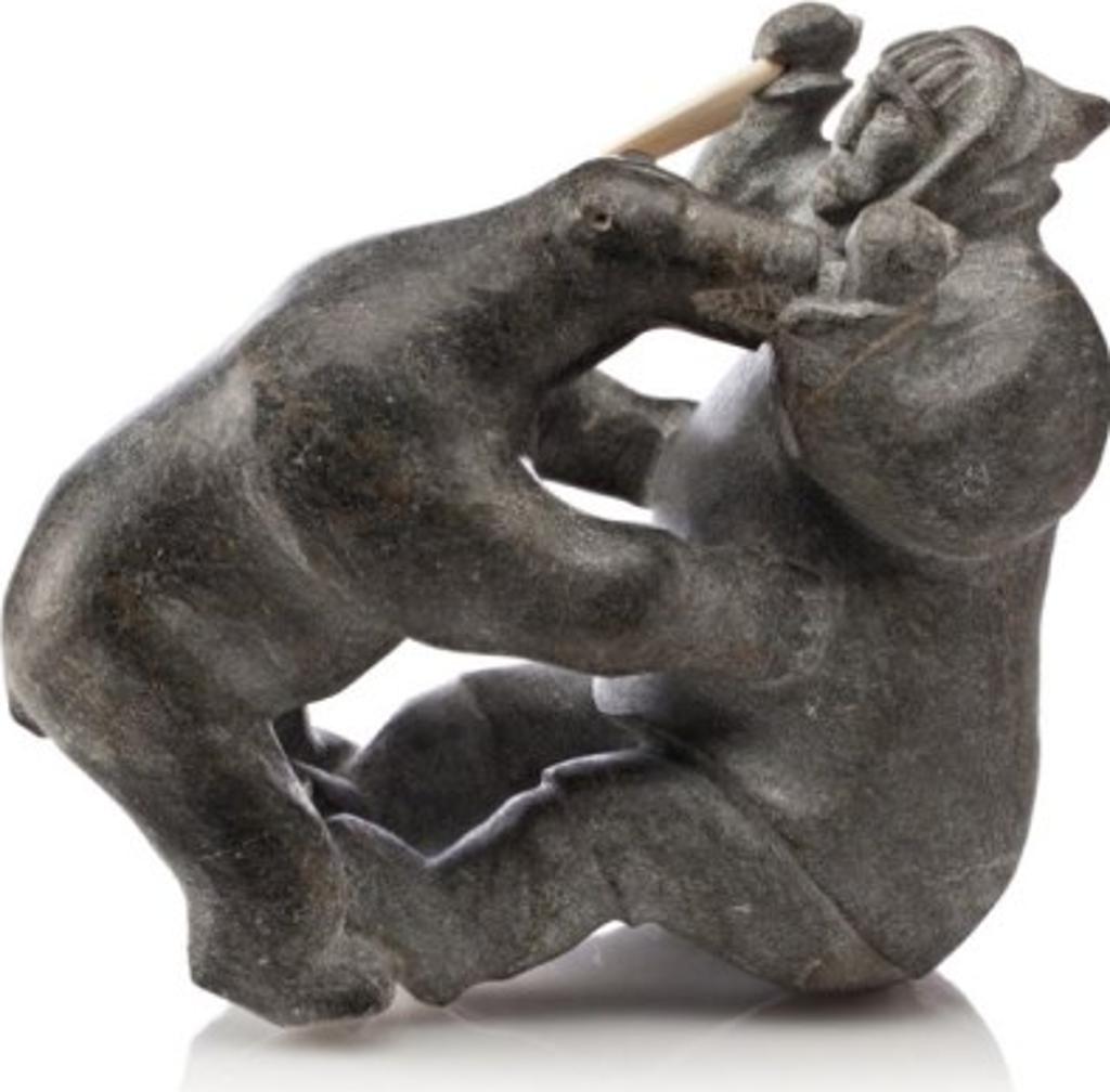 Sammy Kaitak (1926-2004) - Salluit, Hunter Grappling with a Bear, ca. late 1960s