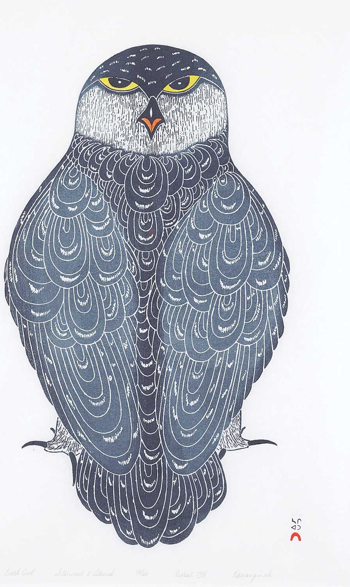 Kananginak Pootoogook (1935-2010) - Dark Owl #38/50