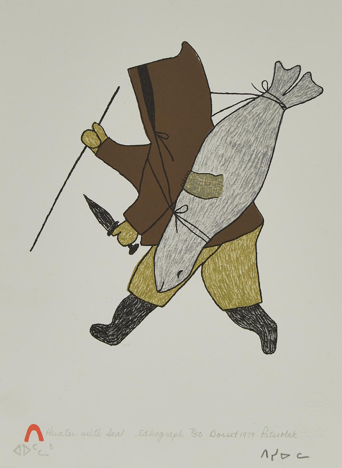 Pitseolak Ashoona (1904-1983) - Hunter With Seal