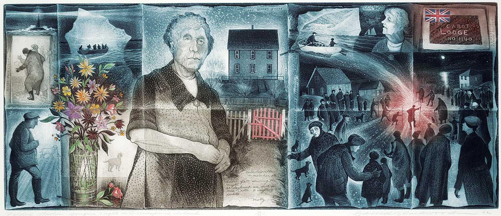 David Lloyd Blackwood (1941-2022) - Bonfire Night on Greenspond Island #36/75