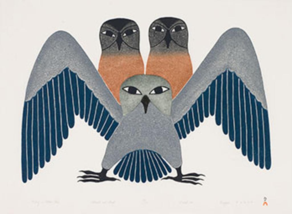 Kenojuak Ashevak (1927-2013) - Riding on Mother Owl