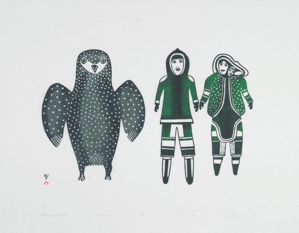 Jamasie Teevee (1910-1985) - Family And Owl