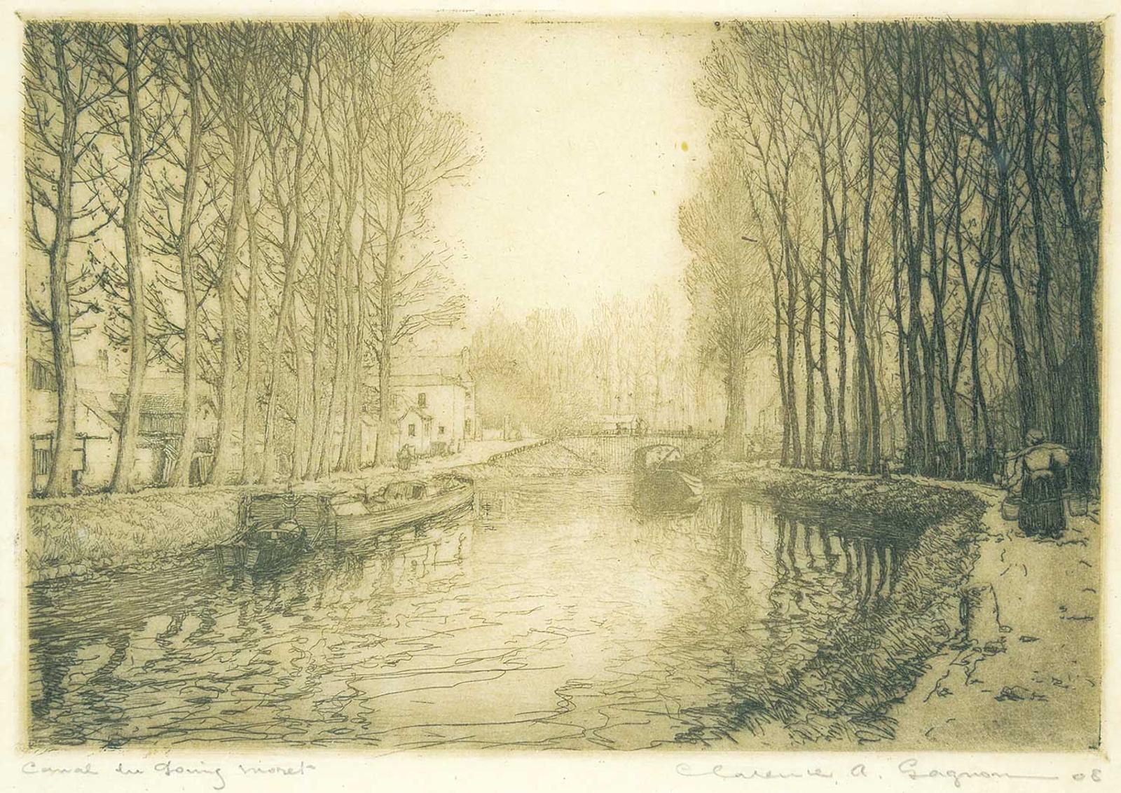 Clarence Alphonse Gagnon (1881-1942) - Canal du Loing, Moret