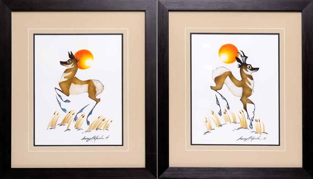 Garry J. Meeches (1957) - Untitled - Pair of Antelope Paintings