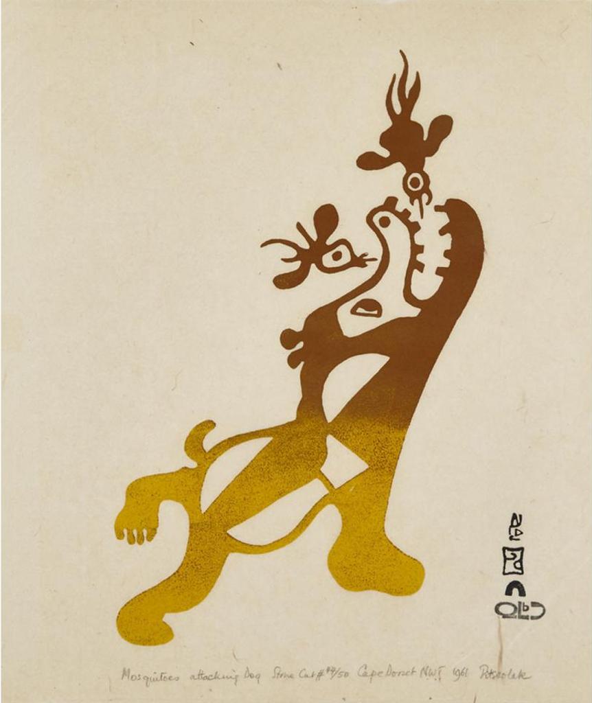 Pitseolak Ashoona (1904-1983) - Mosquitoes Attacking Dog