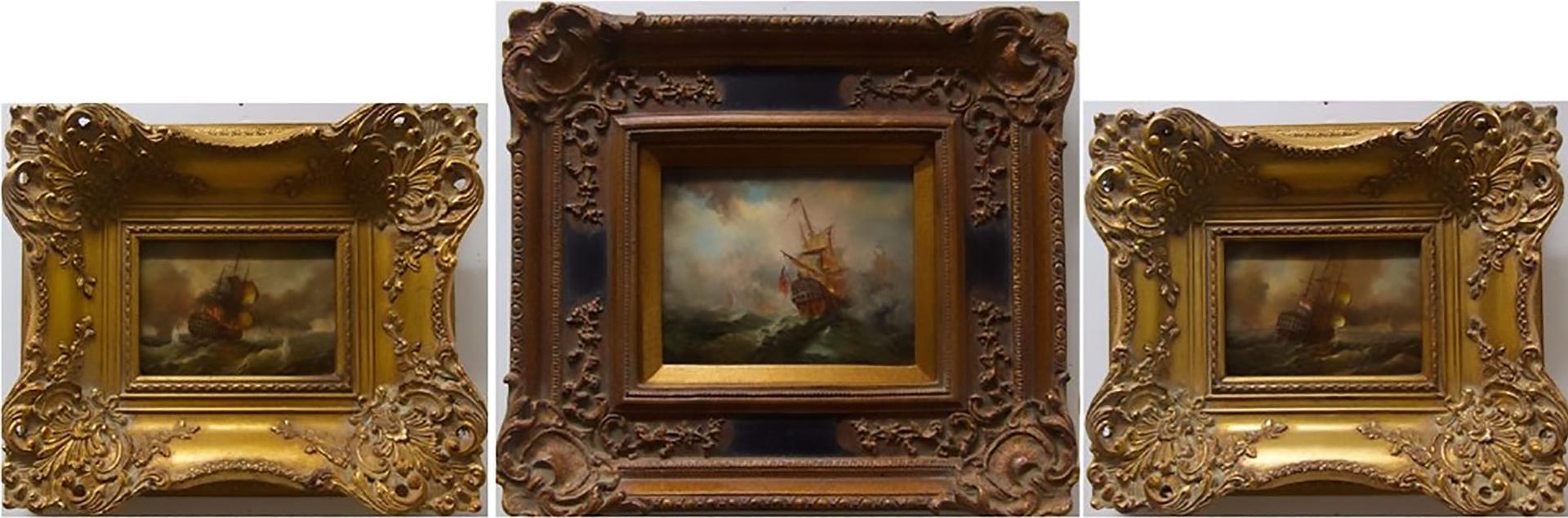 James (1897-1960) - Galleon Ships In Heavy Seas