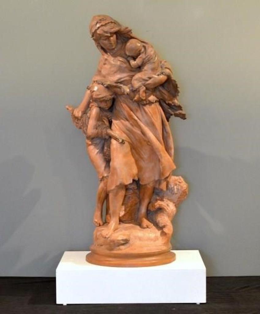 Mathurin Moreau (1822-1912) - Sculpture of a maiden with two children