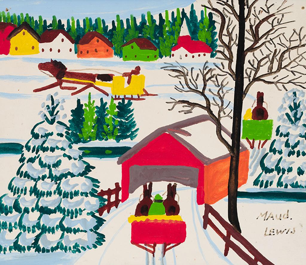 Maud Kathleen Lewis (1903-1970) - Covered Bridge in Winter
