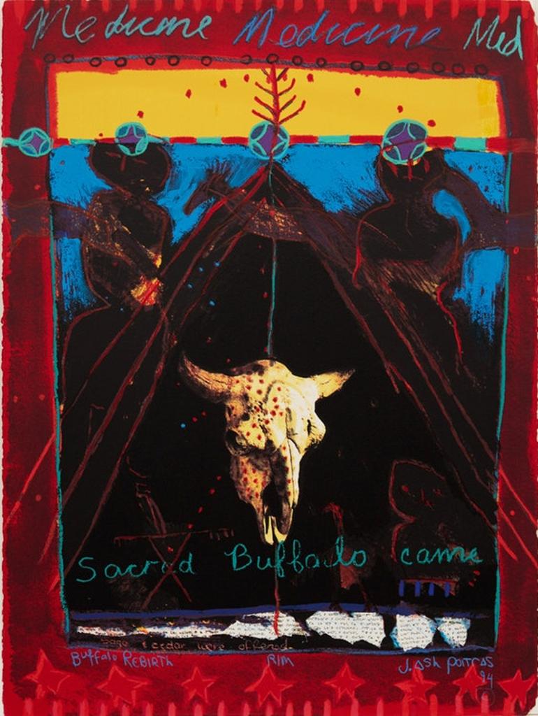 Jane Ash Poitras (1951) - Untitled - Sacred Buffalo Came (Buffalo Rebirth)