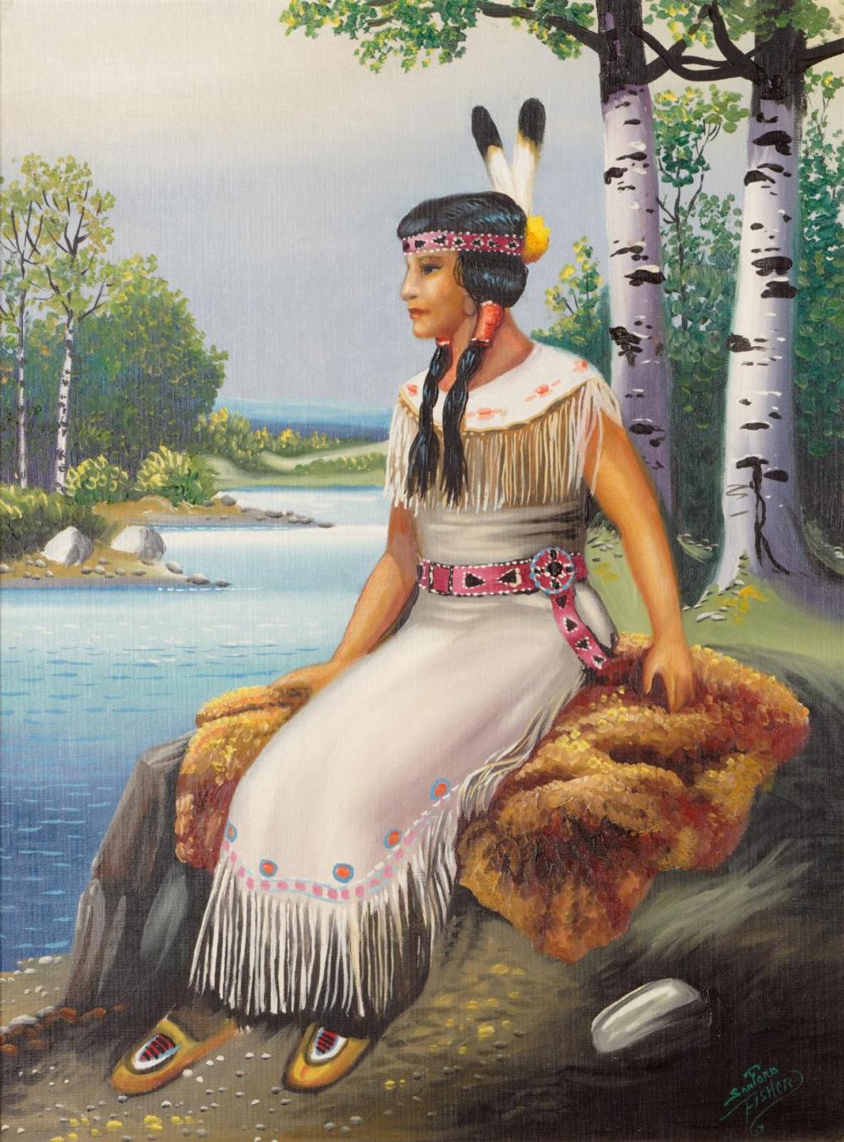 Sanford Fisher (1927-1988) - Untitled - Woman in Traditional Dress