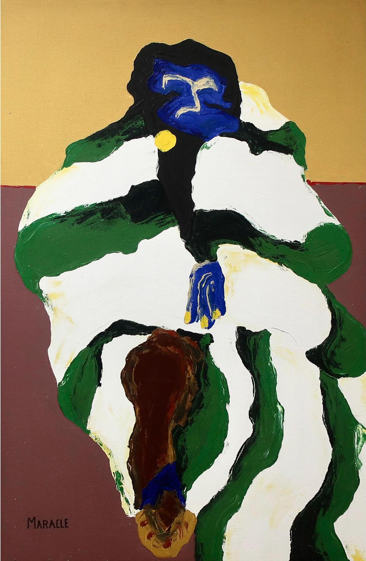 Clifford Maracle (1944-1996) - Indian With Striped Blanket