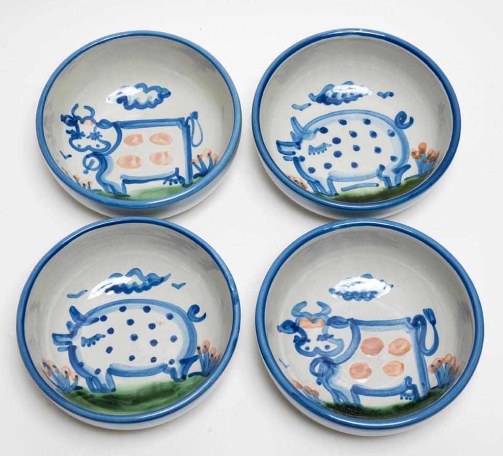 Mary Alice Hadley (1911-1965) - Untitled - Four Bowls with Farm Animals