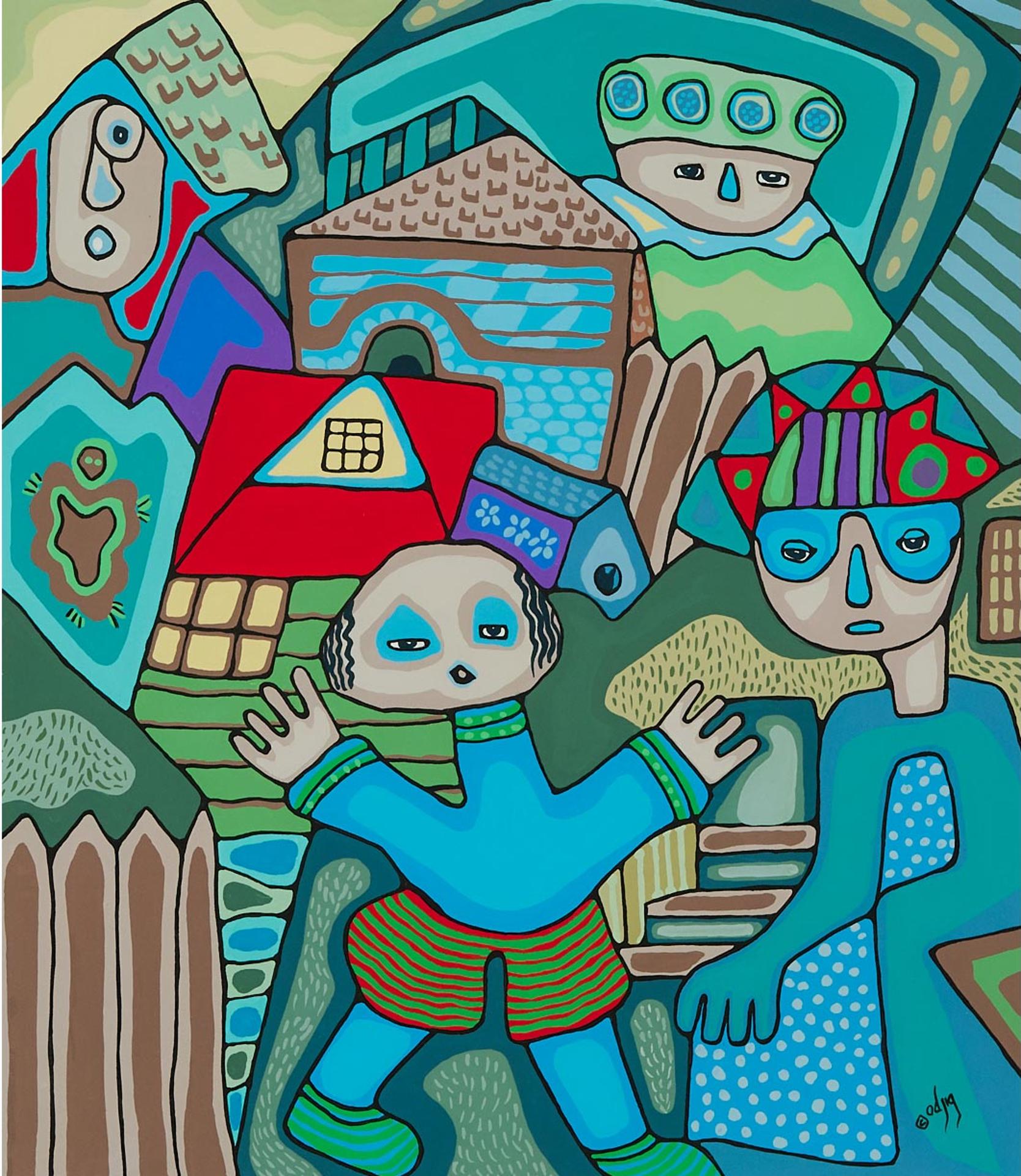 Daphne Odjig (1919-2016) - Of Kings And Queens And Stuff Like That, 1997