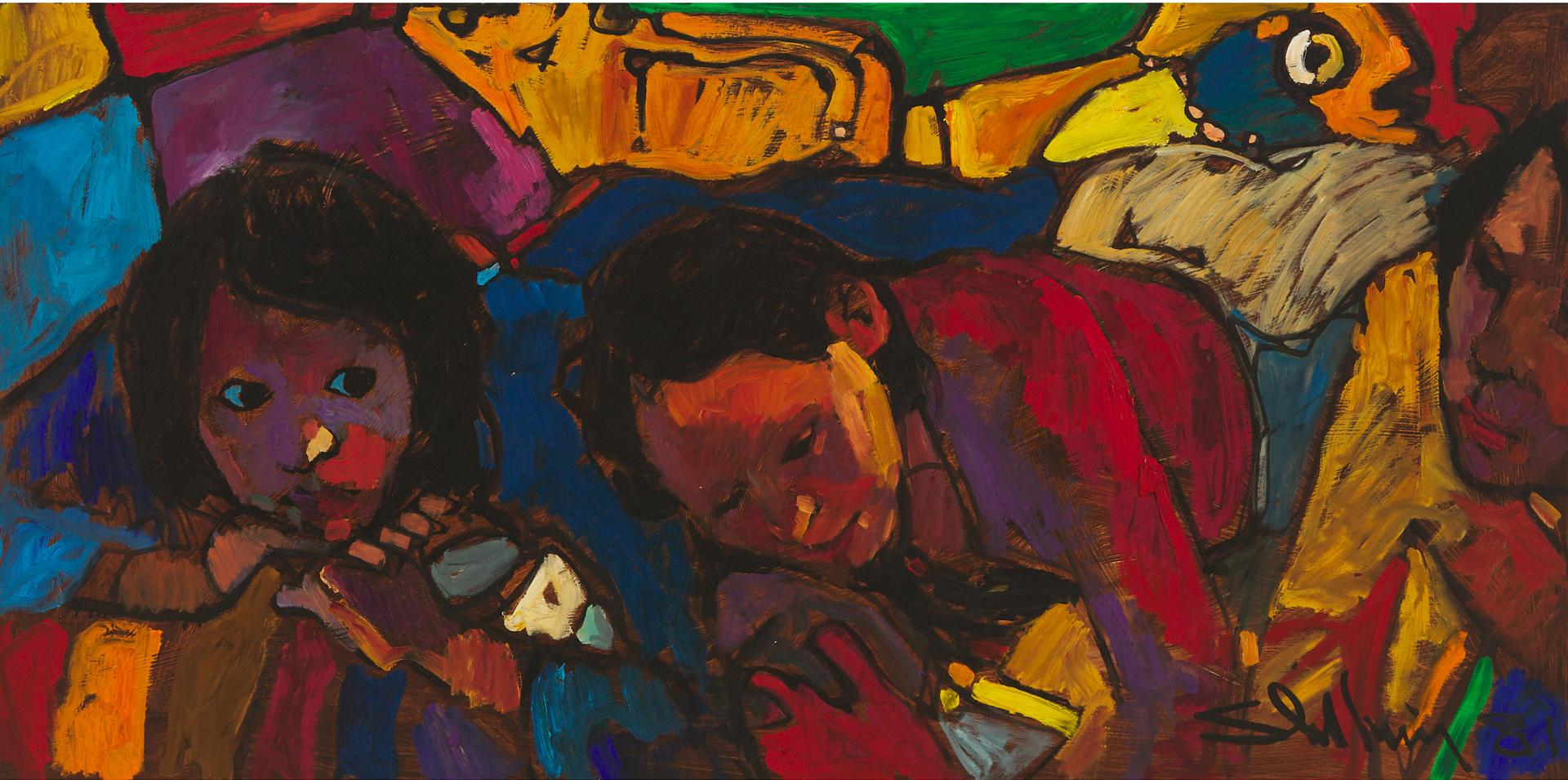 Arthur Shilling (1941-1986) - Three Girls Dreaming, 1981
