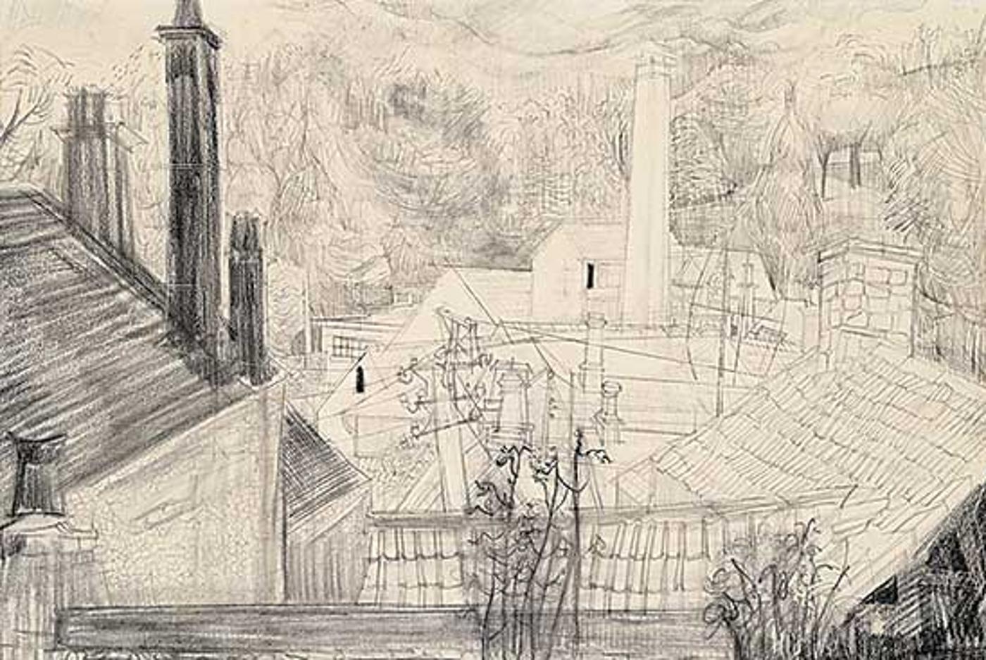 Molly Joan Lamb Bobak (1922-2014) - Vancouver Roof Tops