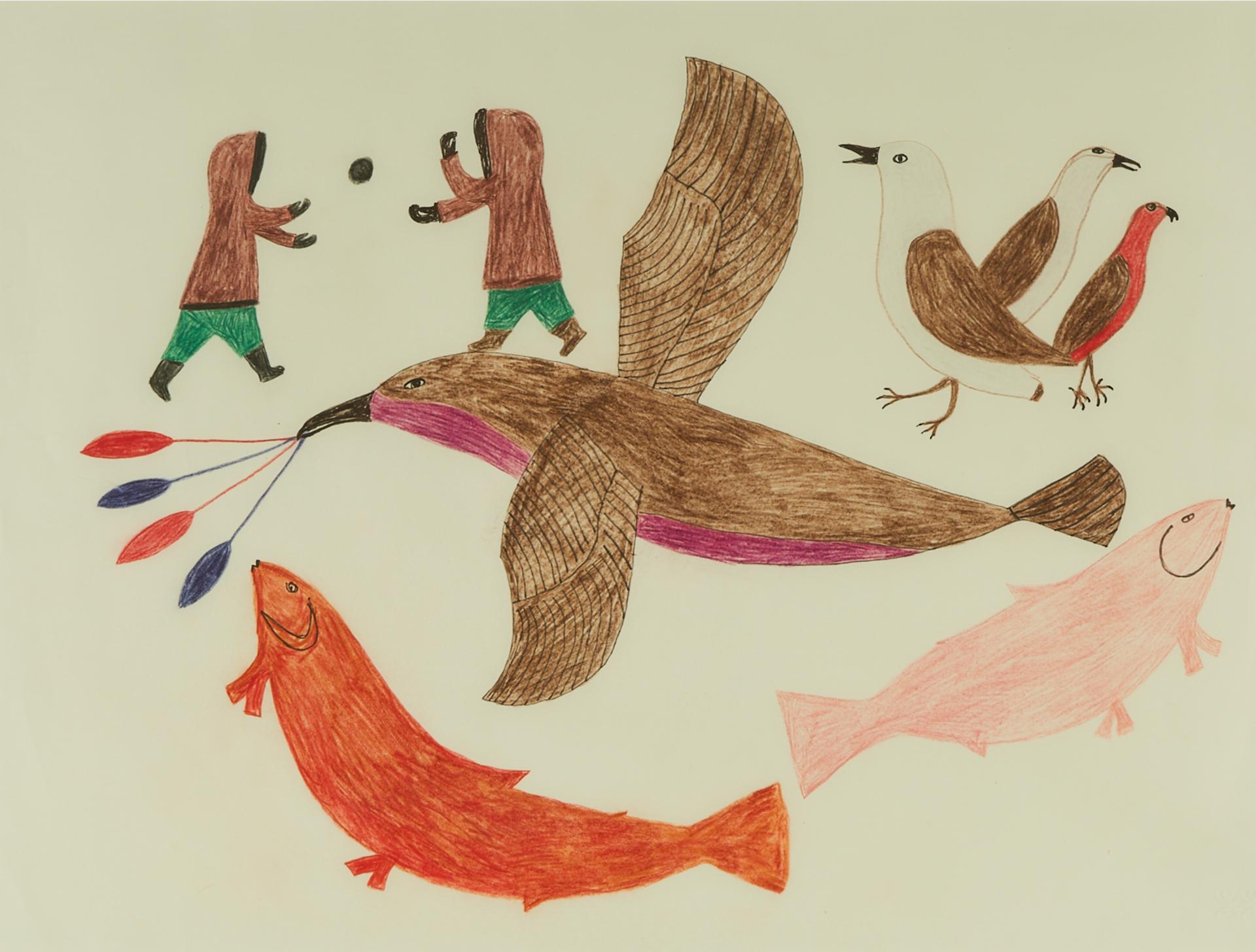 Lucy Qinnuayuak (1915-1982) - Children At Home With Spirits