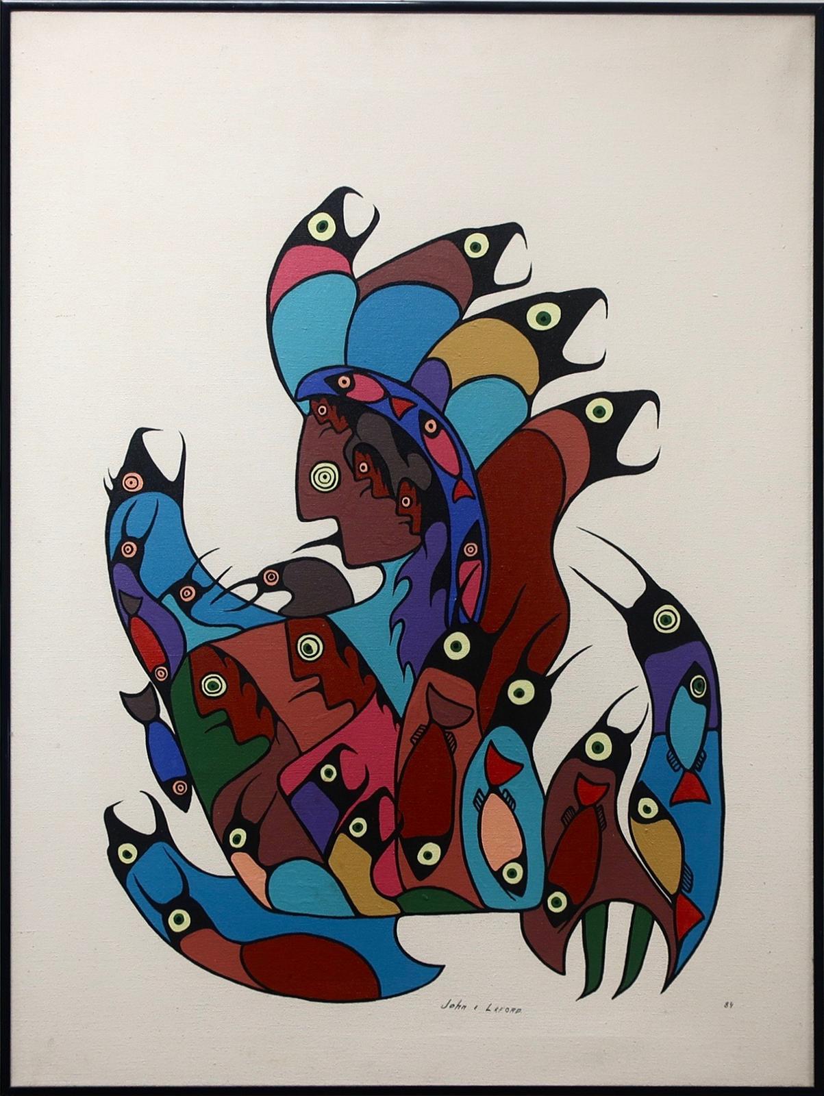 John Eric Laford (1954) - Untitled (Shamans & Fish)
