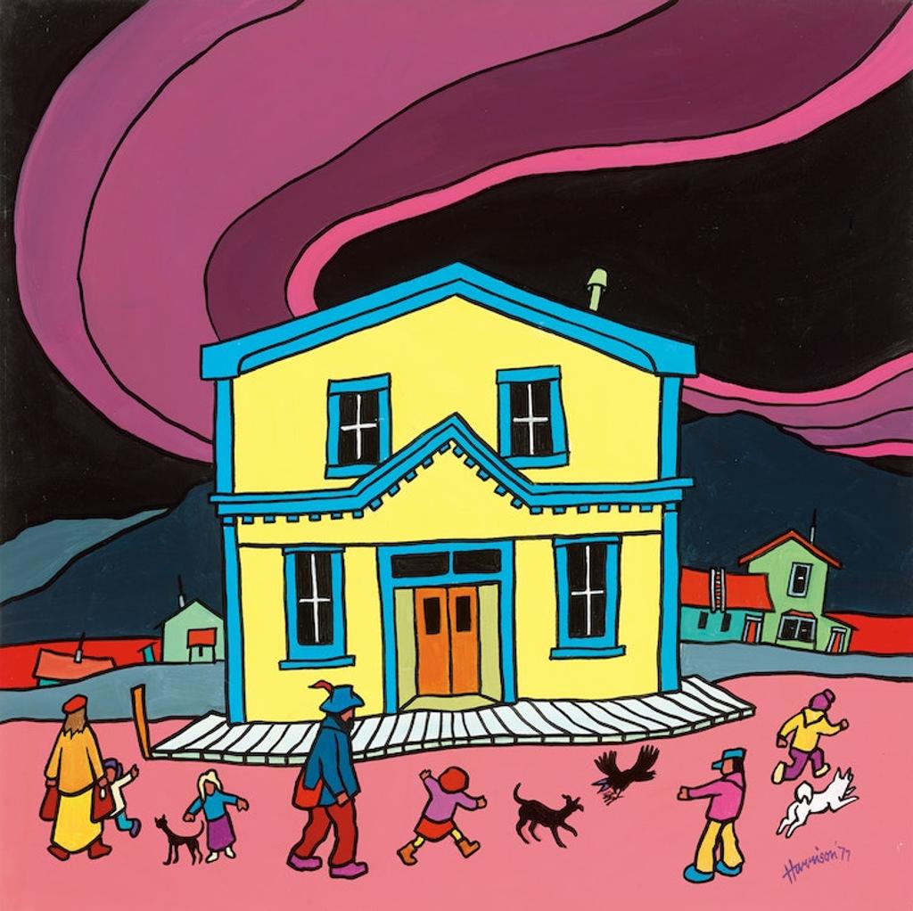 Ted Harrison (1926-2015) - Untitled (Houses in a Landscape)