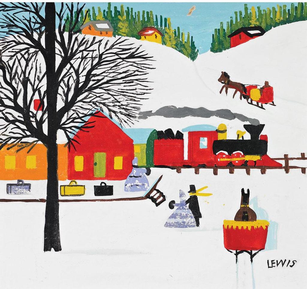 Maud Kathleen Lewis (1903-1970) - Train Station In Winter