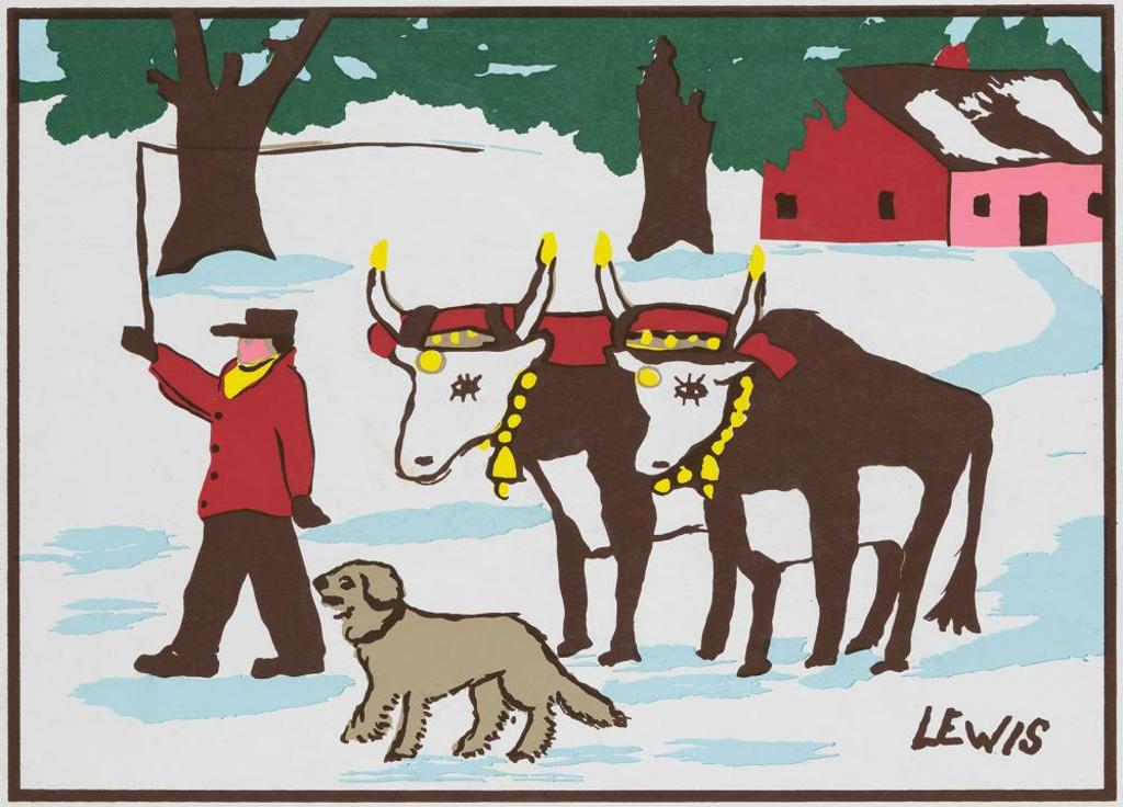 Maud Kathleen Lewis (1903-1970) - Everett and His Dog Leading Oxen