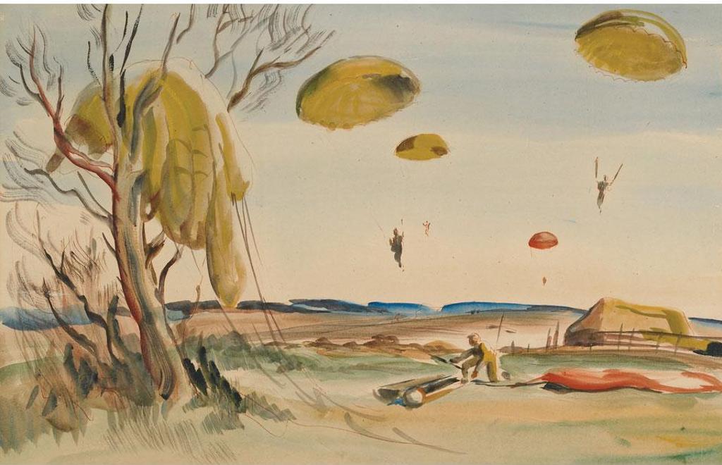 George Campbell (Cam) Tinning (1910-1996) - Canadian Parachute Battalion Landing; Parachute Tree Landing