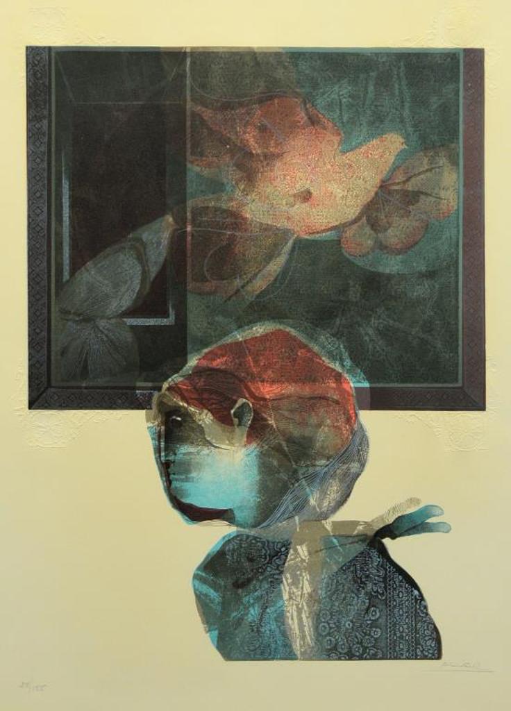 Sunol Munoz Ramos Alvar (1935) - untitled figure by a painting of doves