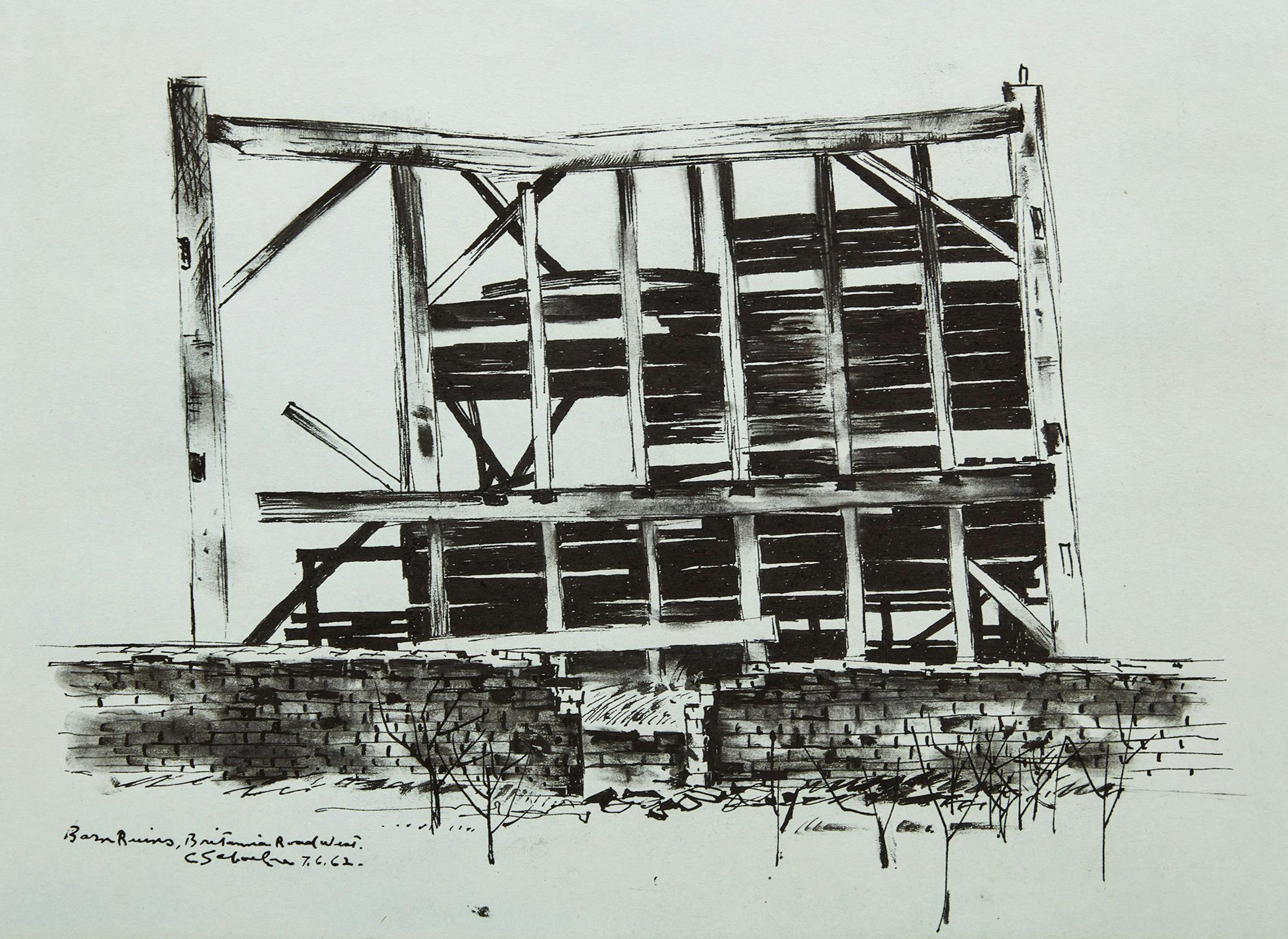 Carl Fellman Schaefer (1903-1995) - Barn Ruins, Britannia Road West