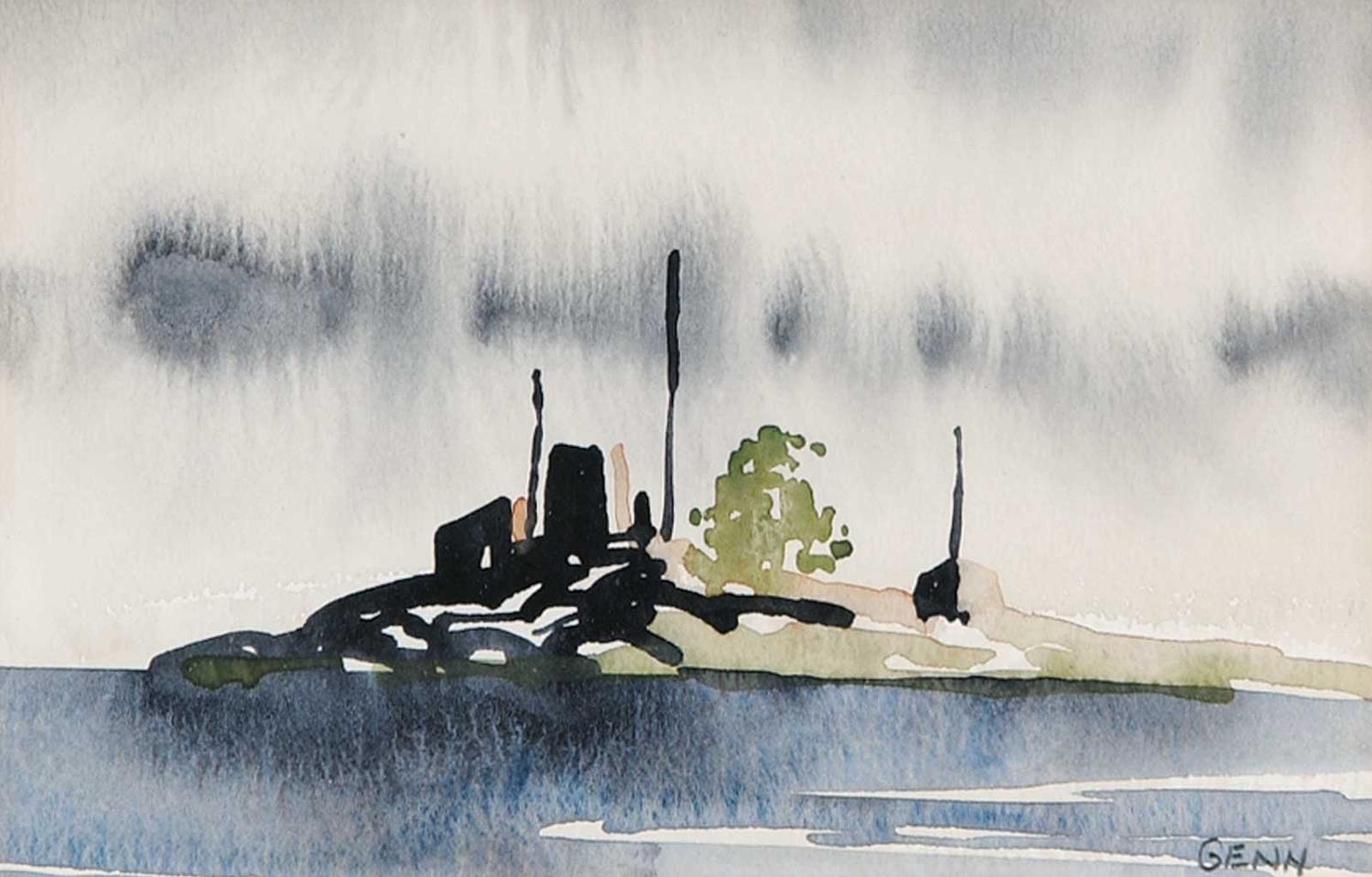 Robert Douglas Genn (1936-2014) - Untitled - Island with Totem Poles