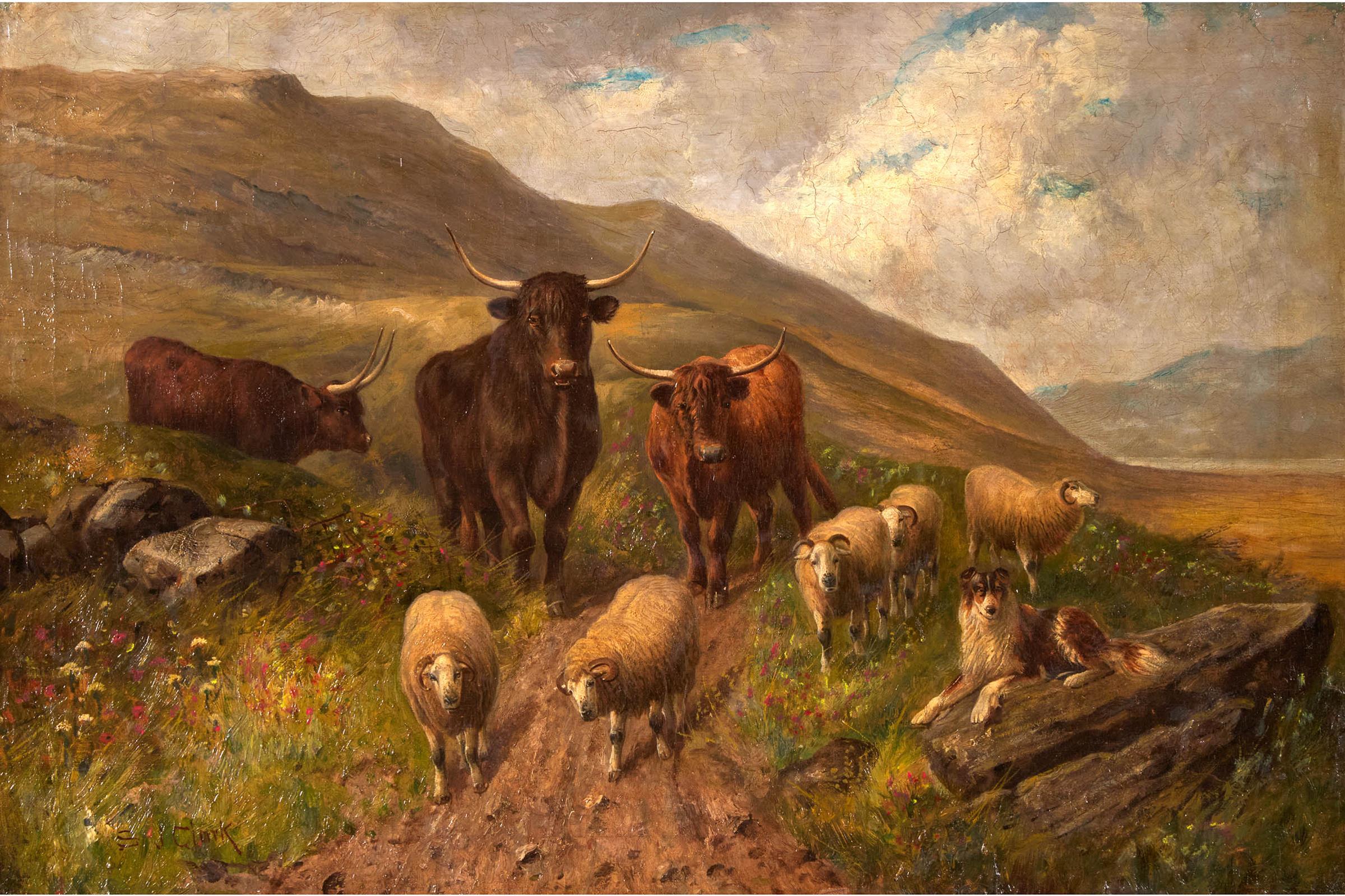 Samuel Joseph Clark - Untitled (Highland Cows And Friends)