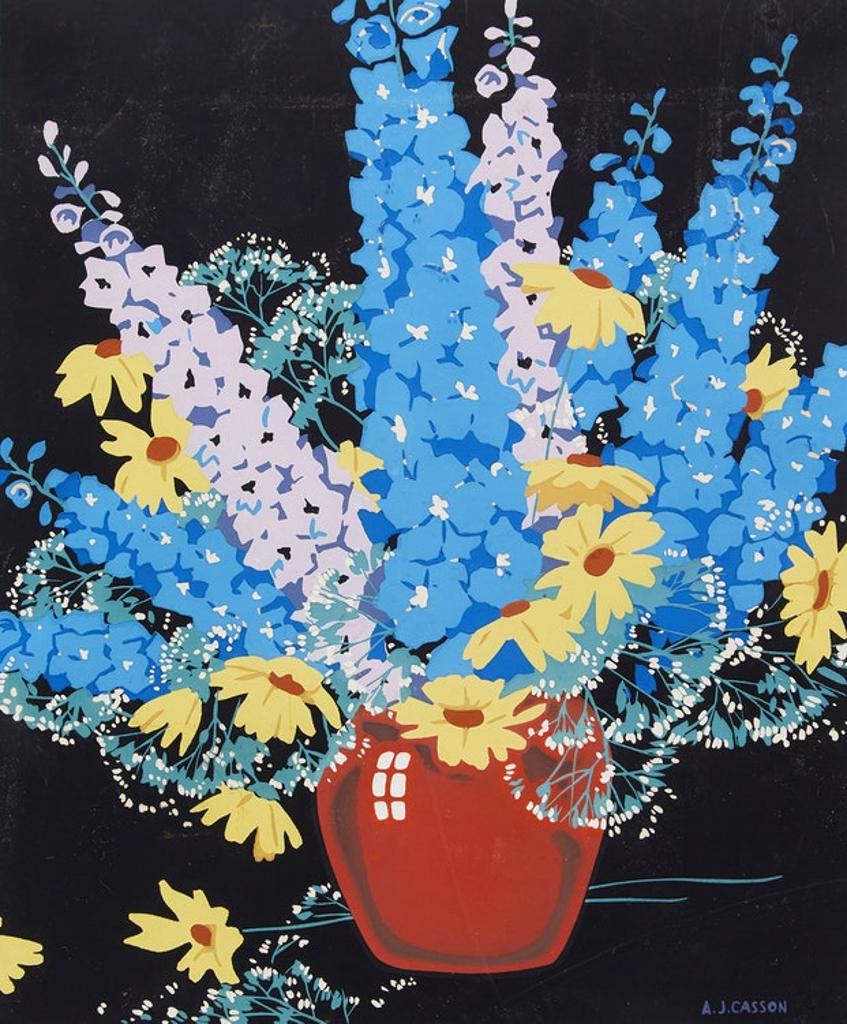 Alfred Joseph (A.J.) Casson (1898-1992) - Delphiniums; Poppies; Hyacinths