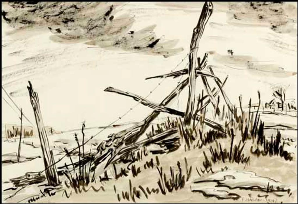 Robert Frederick Hagan (1918-2003) - March Fence by the Road