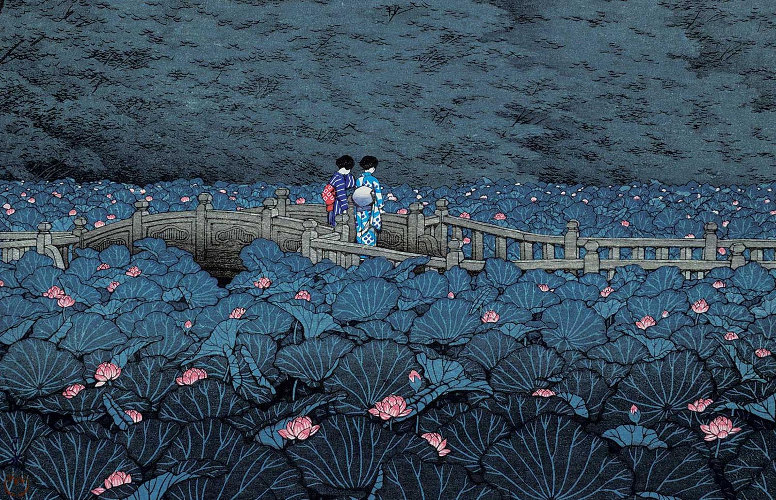 Kawase Hasui (1883-1957) - The Pond at Benten Shrine in Shiba