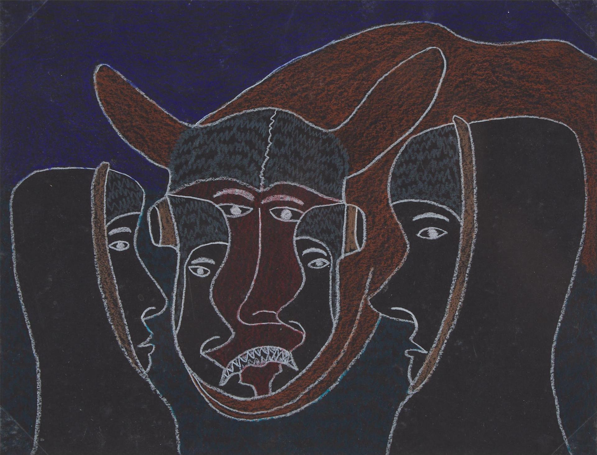 Simon Tookoome (1934-2010) - Untitled (Faces Transform)