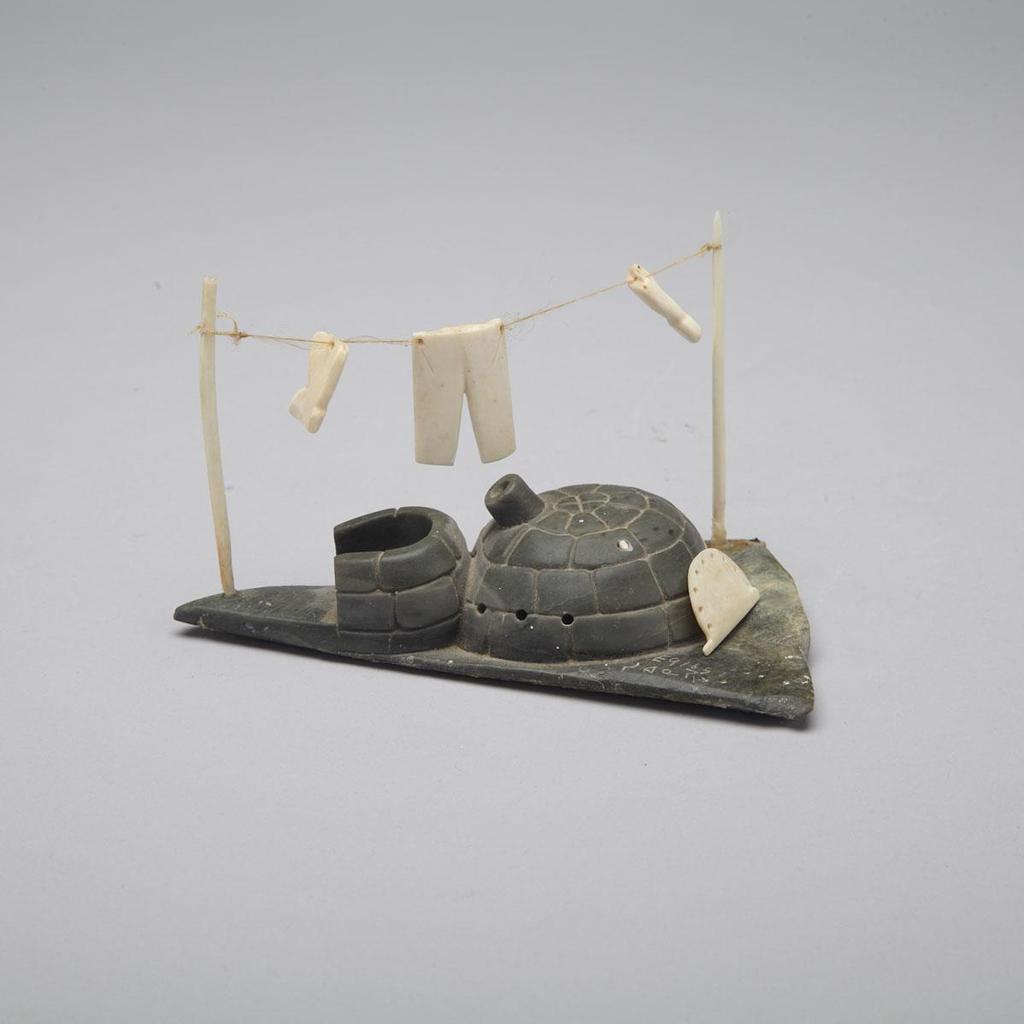 Henry Napartuk (1932-1985) - Igloo Scene With Clothesline