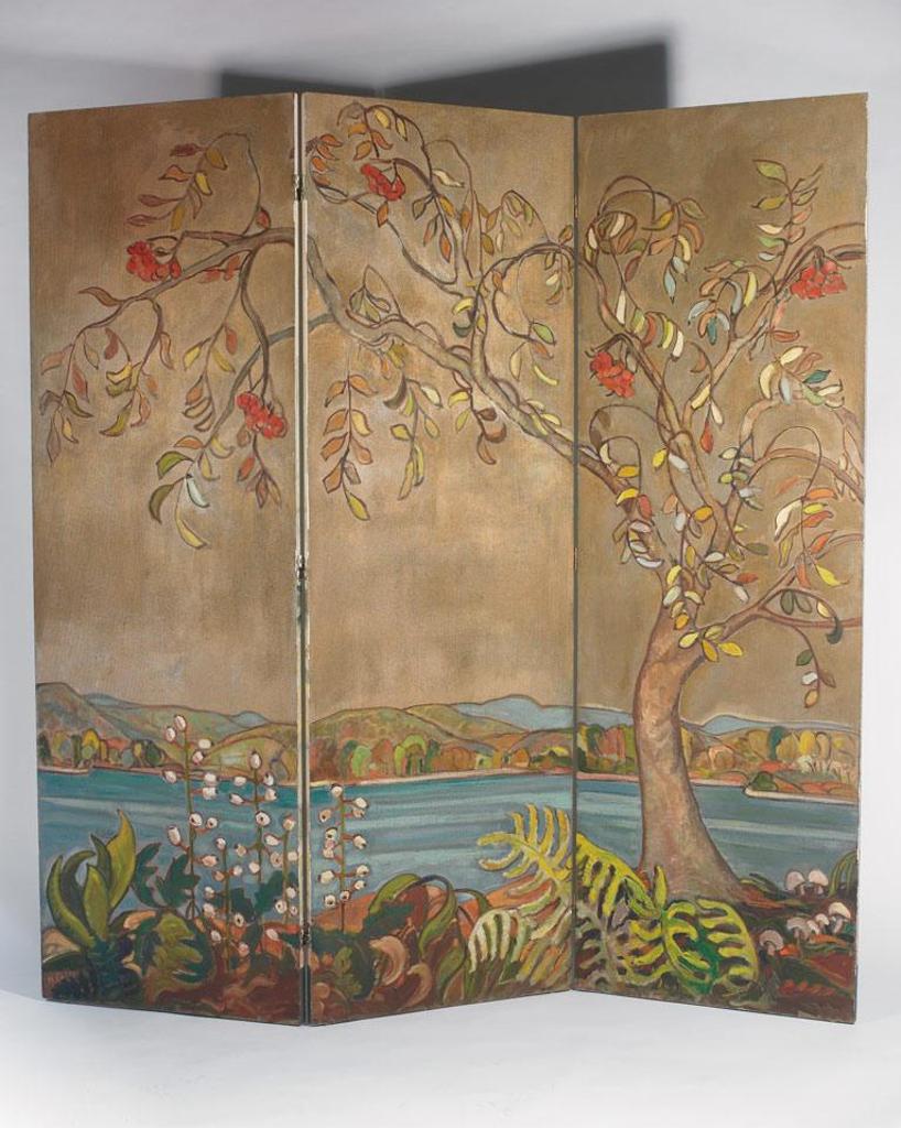 Nora Frances Elisabeth Collyer (1898-1979) - Laurentian Scene, Autumn (A Double-Sided Three Panel Folding Screen)