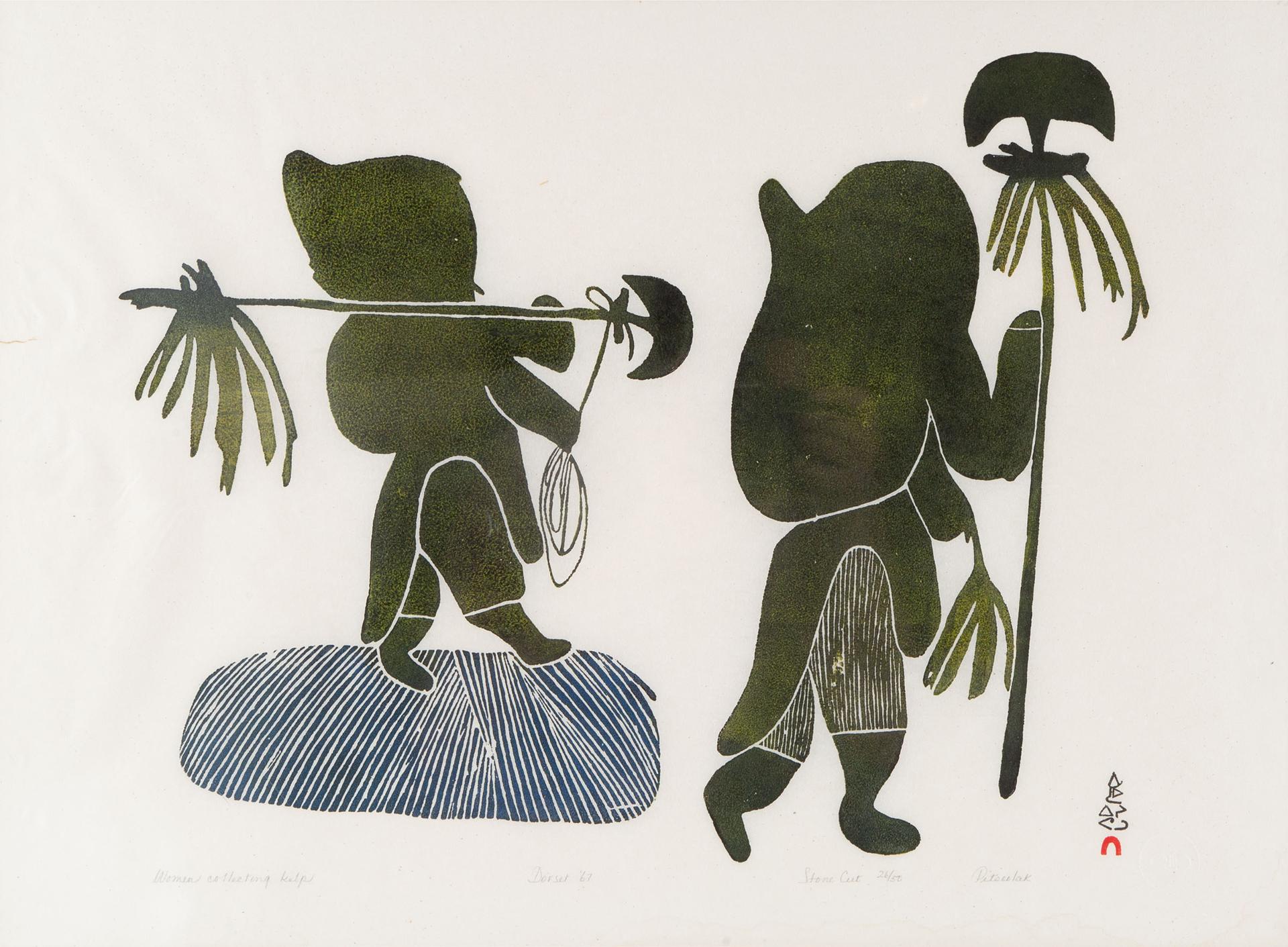 Pitseolak Ashoona (1904-1983) - Women Collecting Kelp