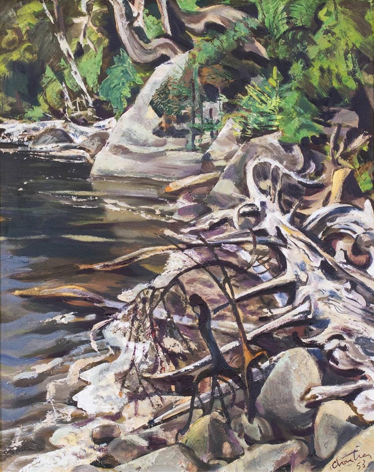 Albert Edward Cloutier (1902-1965) - Tangled Branches And Rocky Shore; 1953