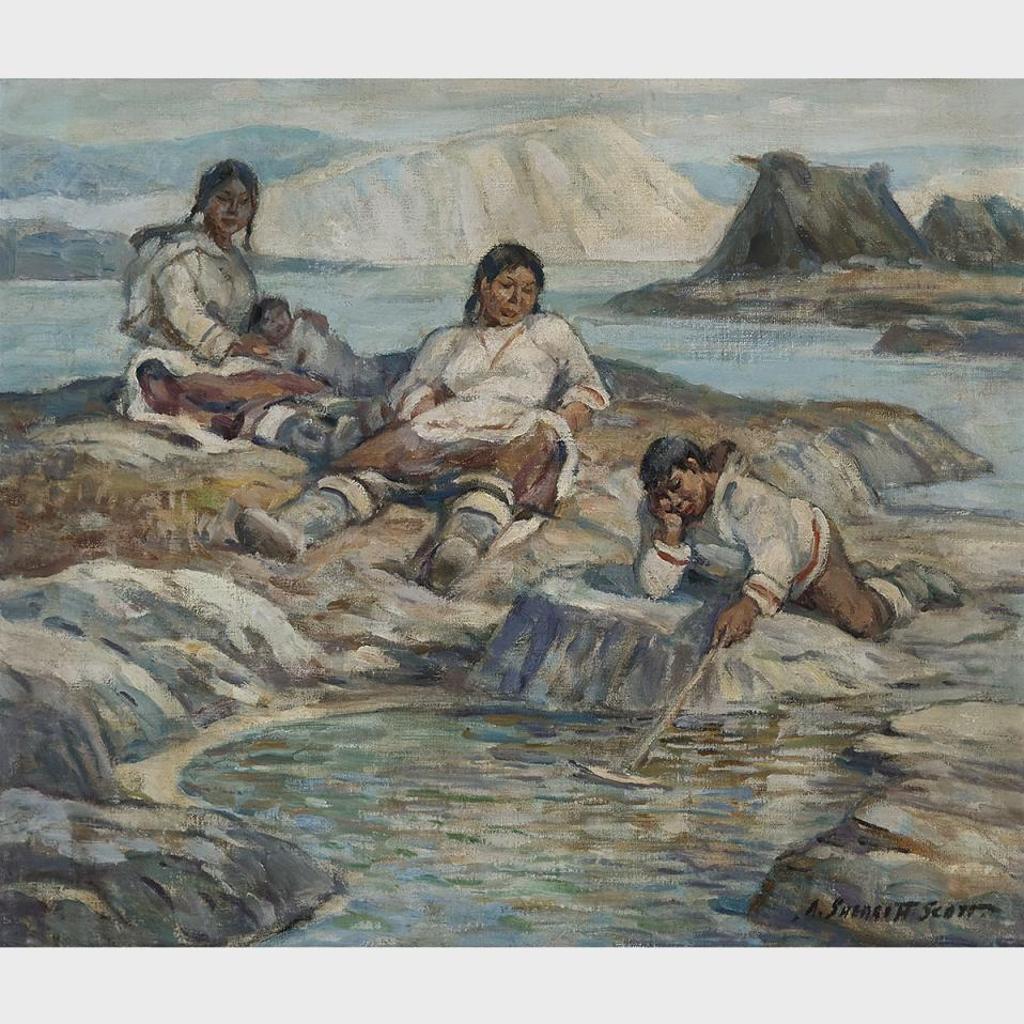 Adam Sherriff Scott (1887-1980) - Inuit Family Resting