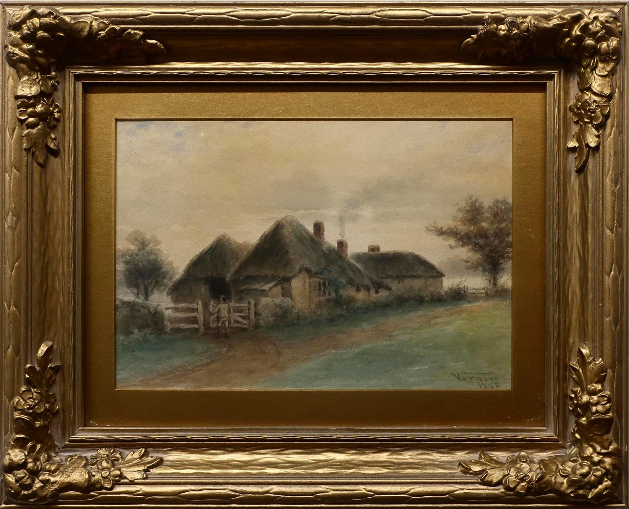 Frederick Arthur Verner (1836-1928) - Devonshire Farm Cottages
