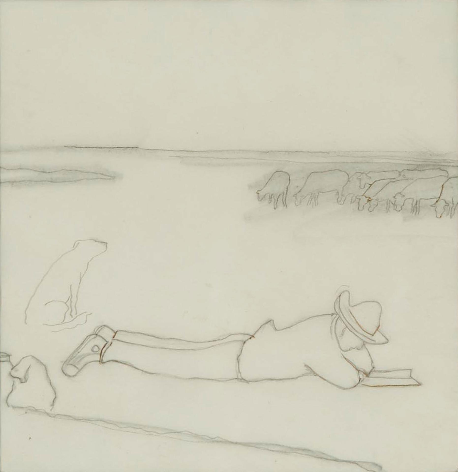 William Kurelek (1927-1977) - Study For Pasturing Cows, Circa 1976