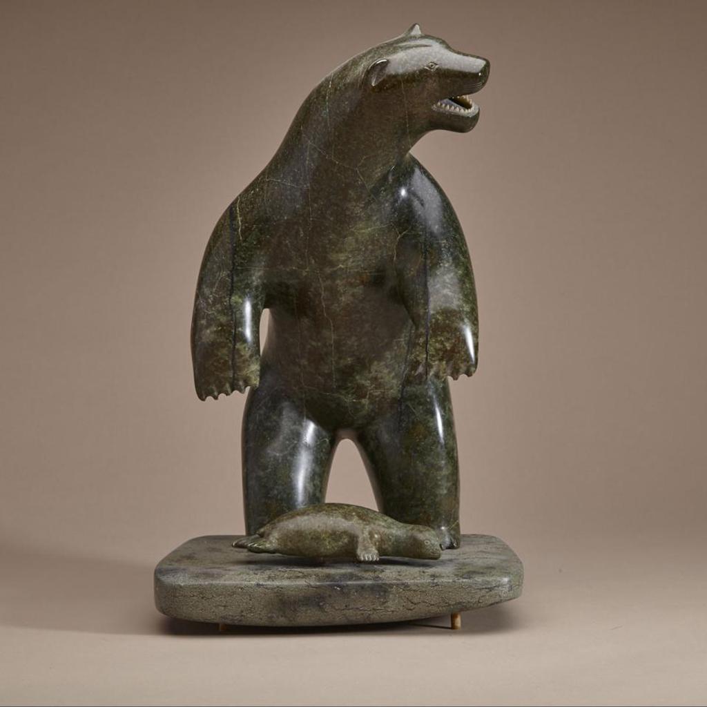 Nalenik Temela (1939-2003) - Standing Polar Bear With Inset Teeth Over Seal