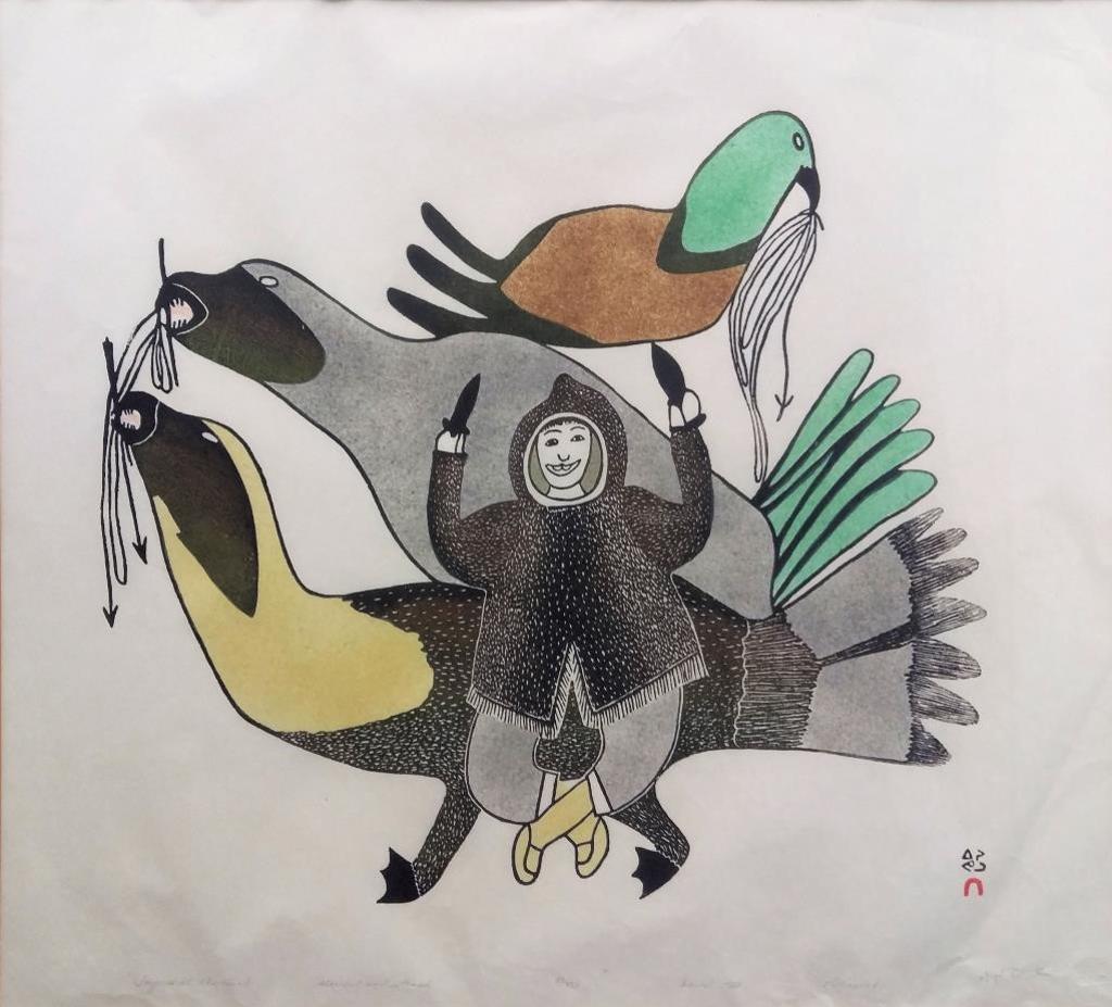 Pitseolak Ashoona (1904-1983) - Joyous at the Hunt