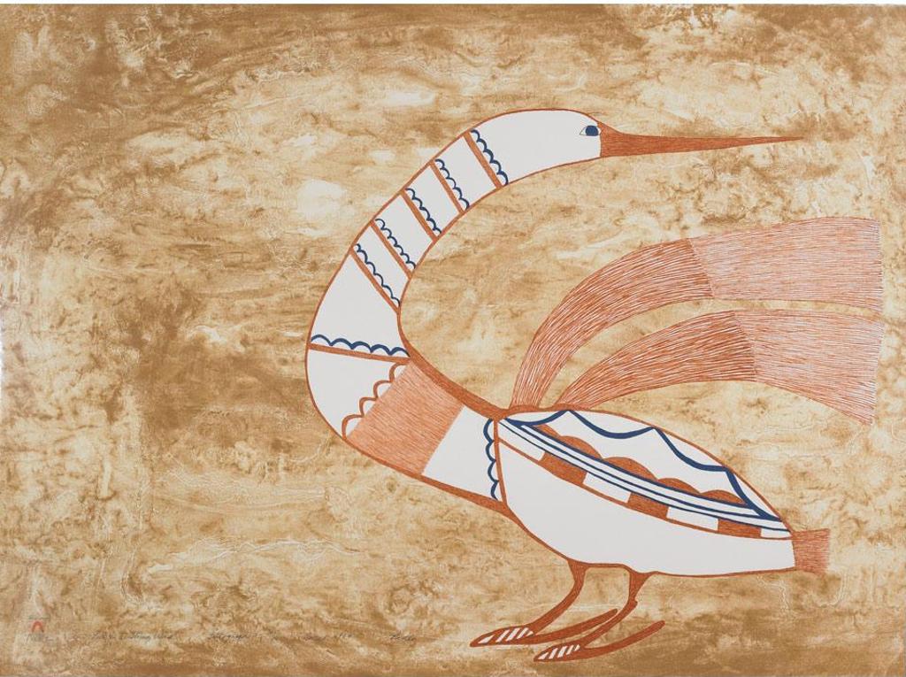 Pudlo Pudlat (1916-1992) - Loon In A Strong Wind