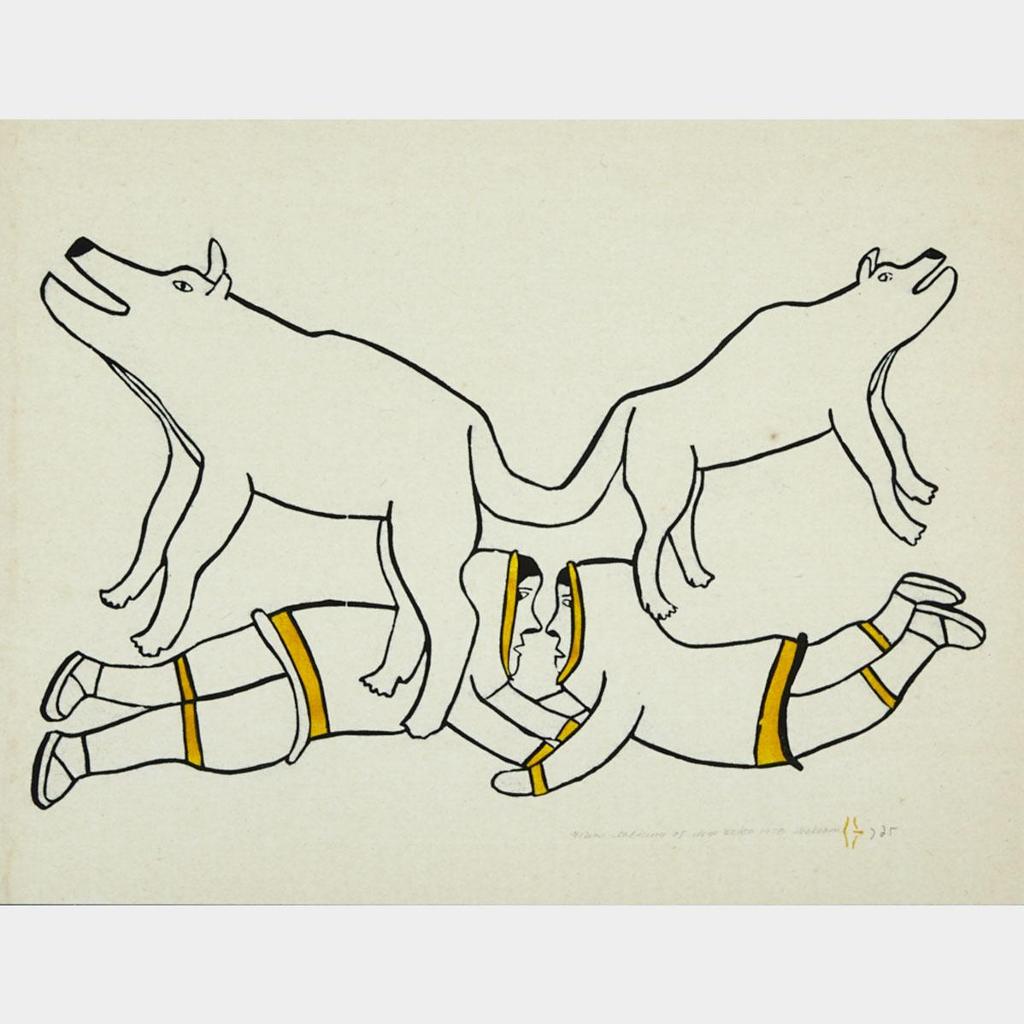 Simon Tookoome (1934-2010) - Men Talking Of Dogs