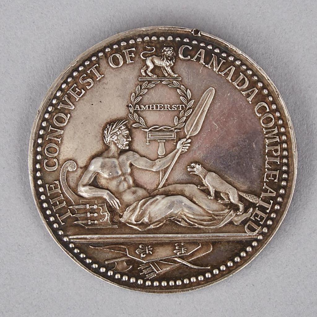 William Pitt (1760-1890) - The Saint Lawrence River at rest under laureate triumph to Amherst, with beaver, French arms in exergue, reverse: captive Montreal under pine with eagle and French armorial trophy, cased