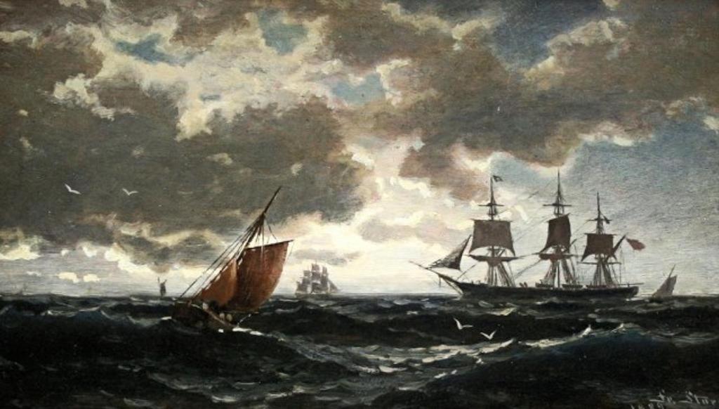 Friedrich Strum (1834-1906) - Sailing on Choppy Seas